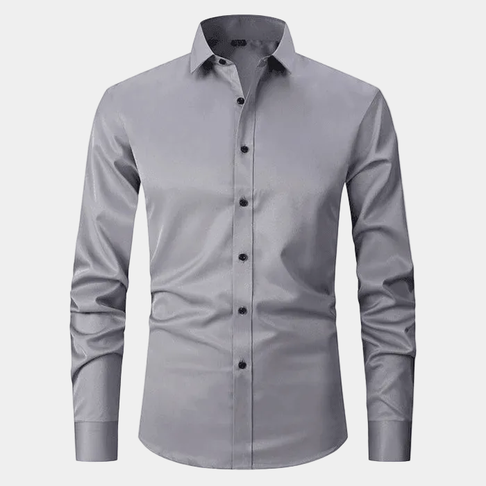Men's Long-Sleeve Plain Dress Shirt