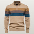 Men's Color Block Striped Quarter-Zip Sweater