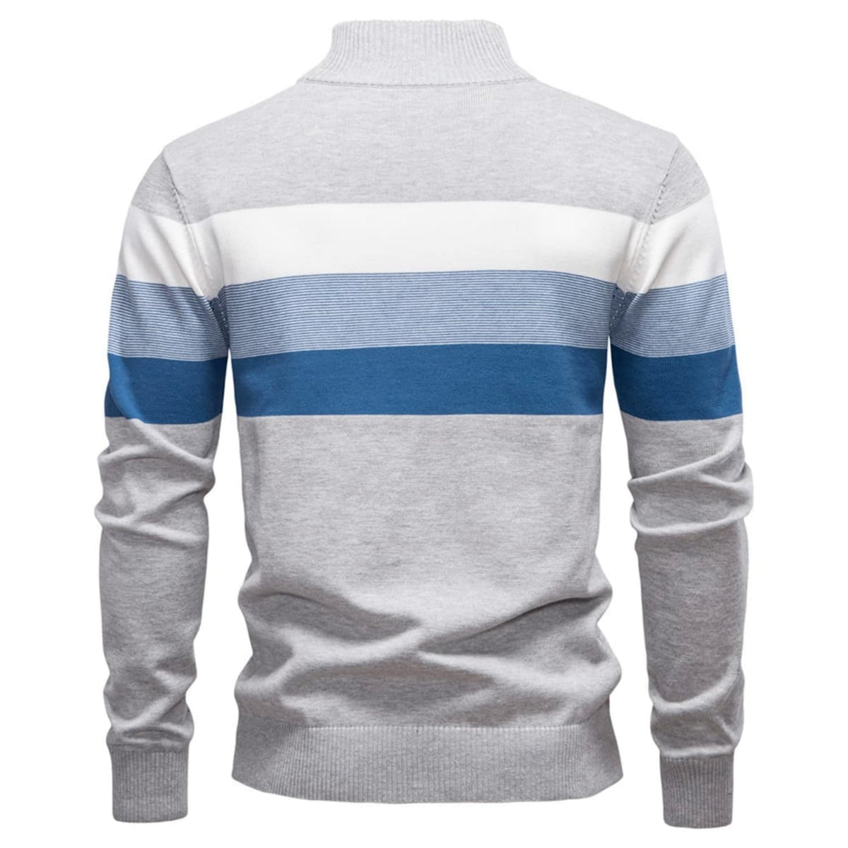 Men's Color Block Striped Quarter-Zip Sweater