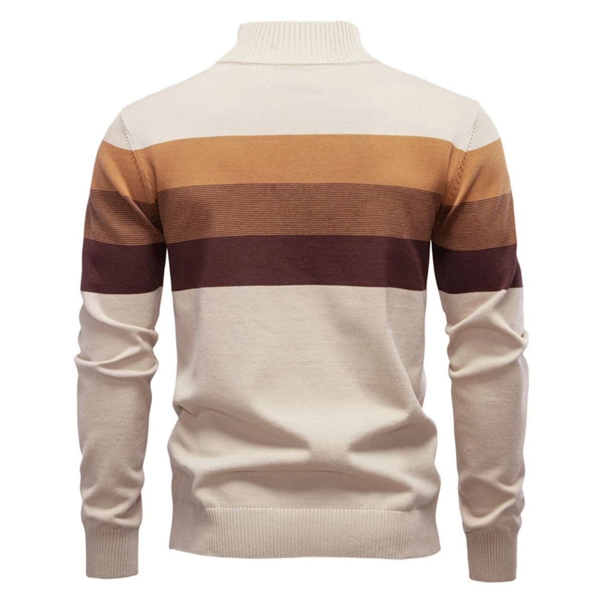 Men's Color Block Striped Quarter-Zip Sweater