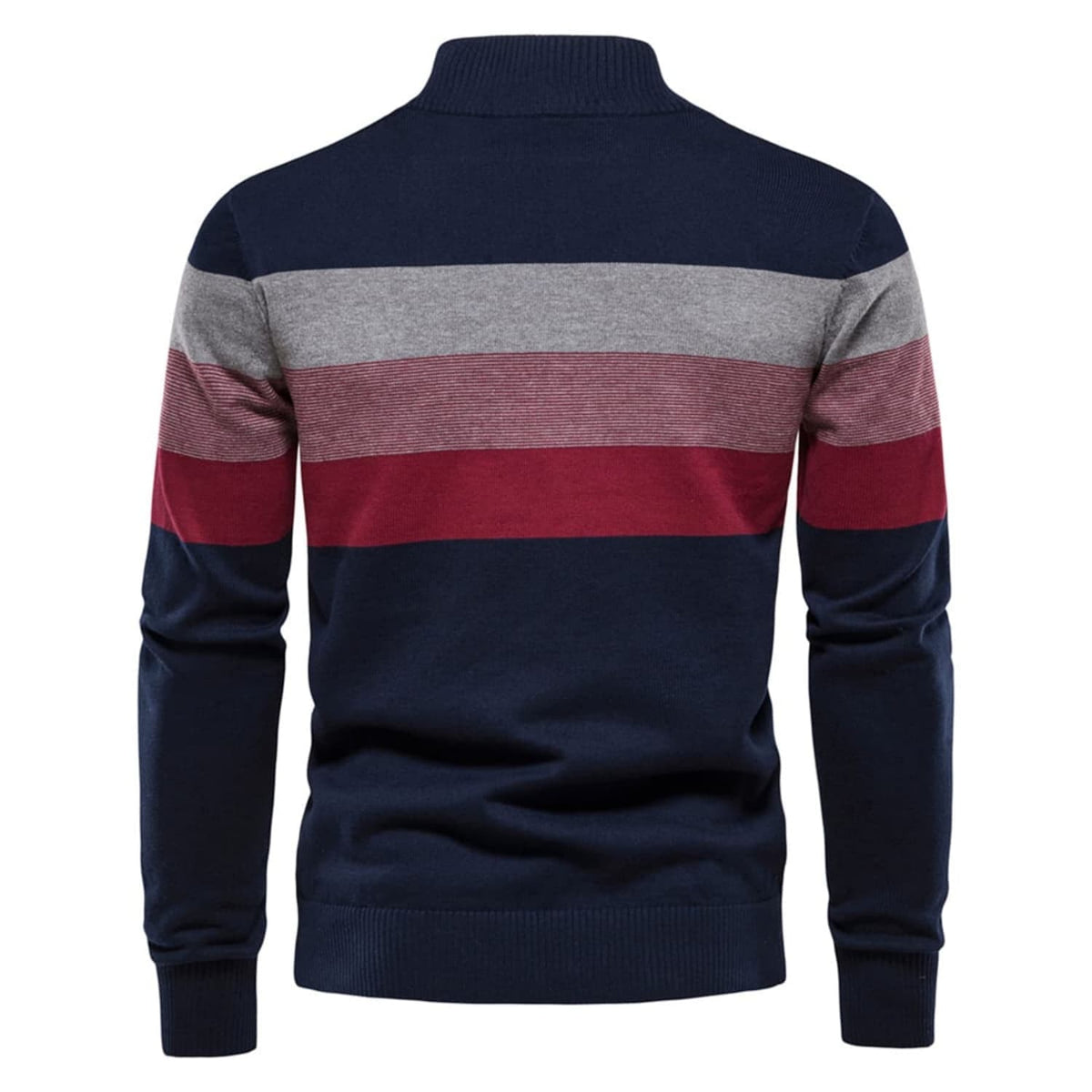 Men's Color Block Striped Quarter-Zip Sweater