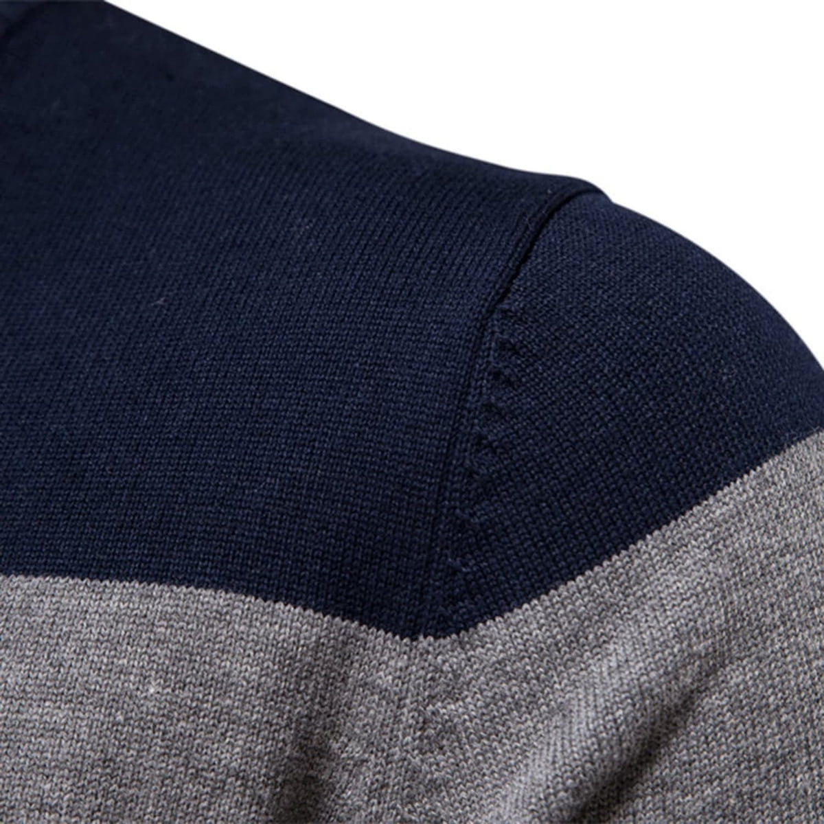 Men's Color Block Striped Quarter-Zip Sweater