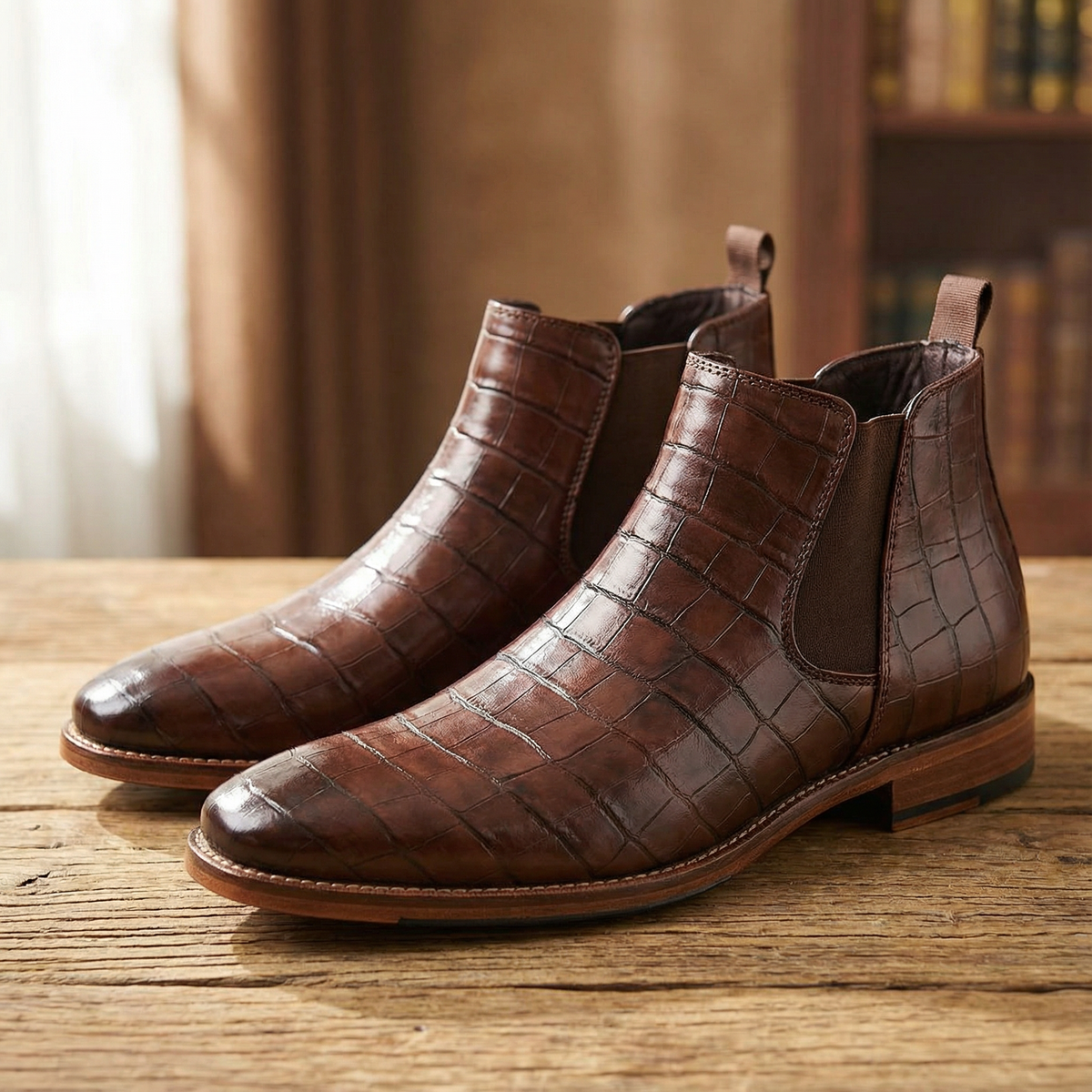 Men's Embossed Slip-On Chelsea Boots