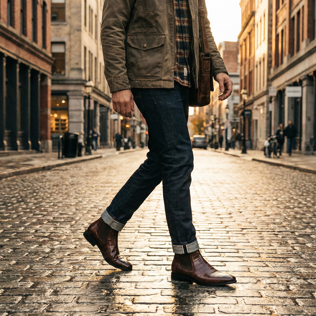 Men's Embossed Slip-On Chelsea Boots
