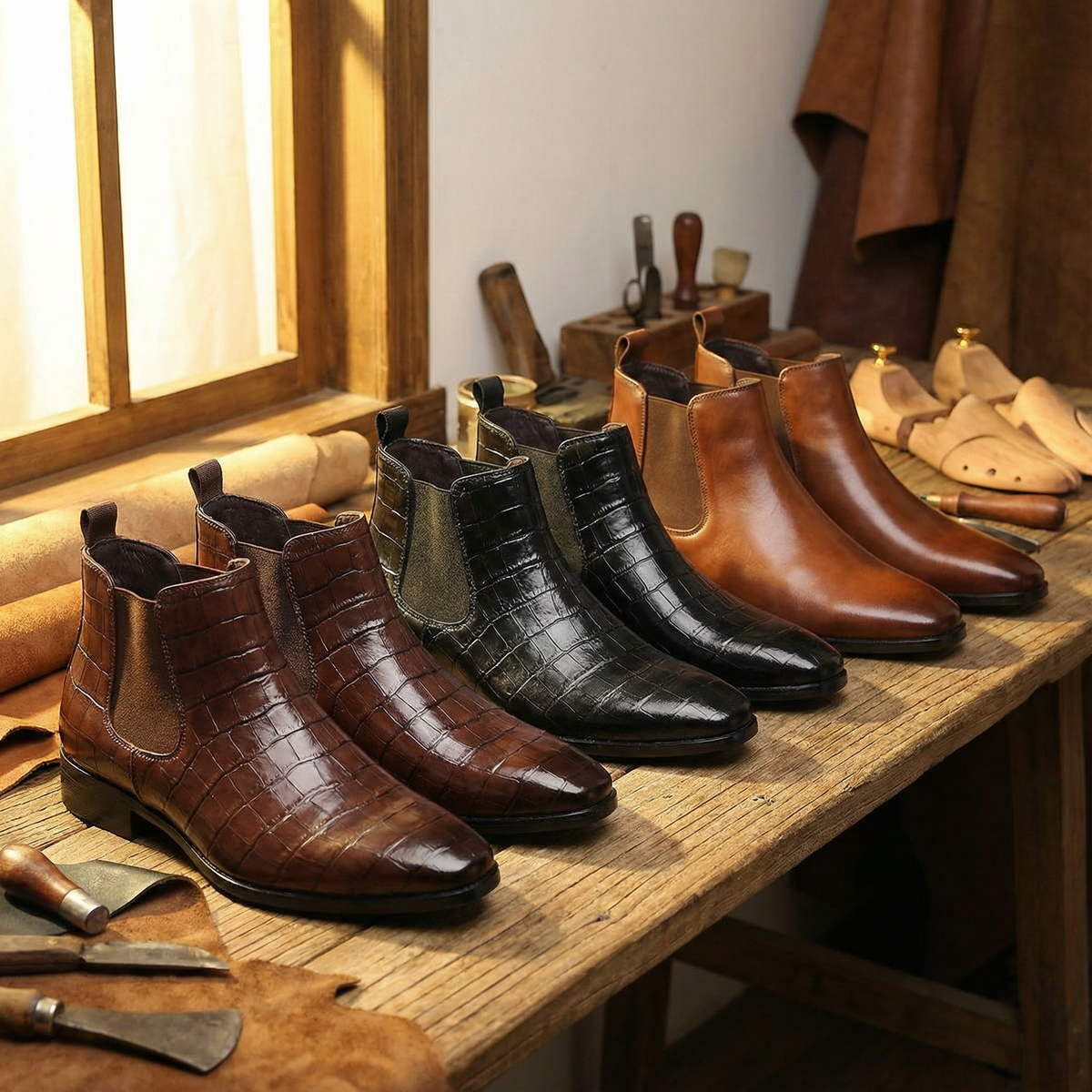 Men's Embossed Slip-On Chelsea Boots