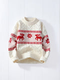 Men's Fair Isle Reindeer Christmas Sweater Cable Knit