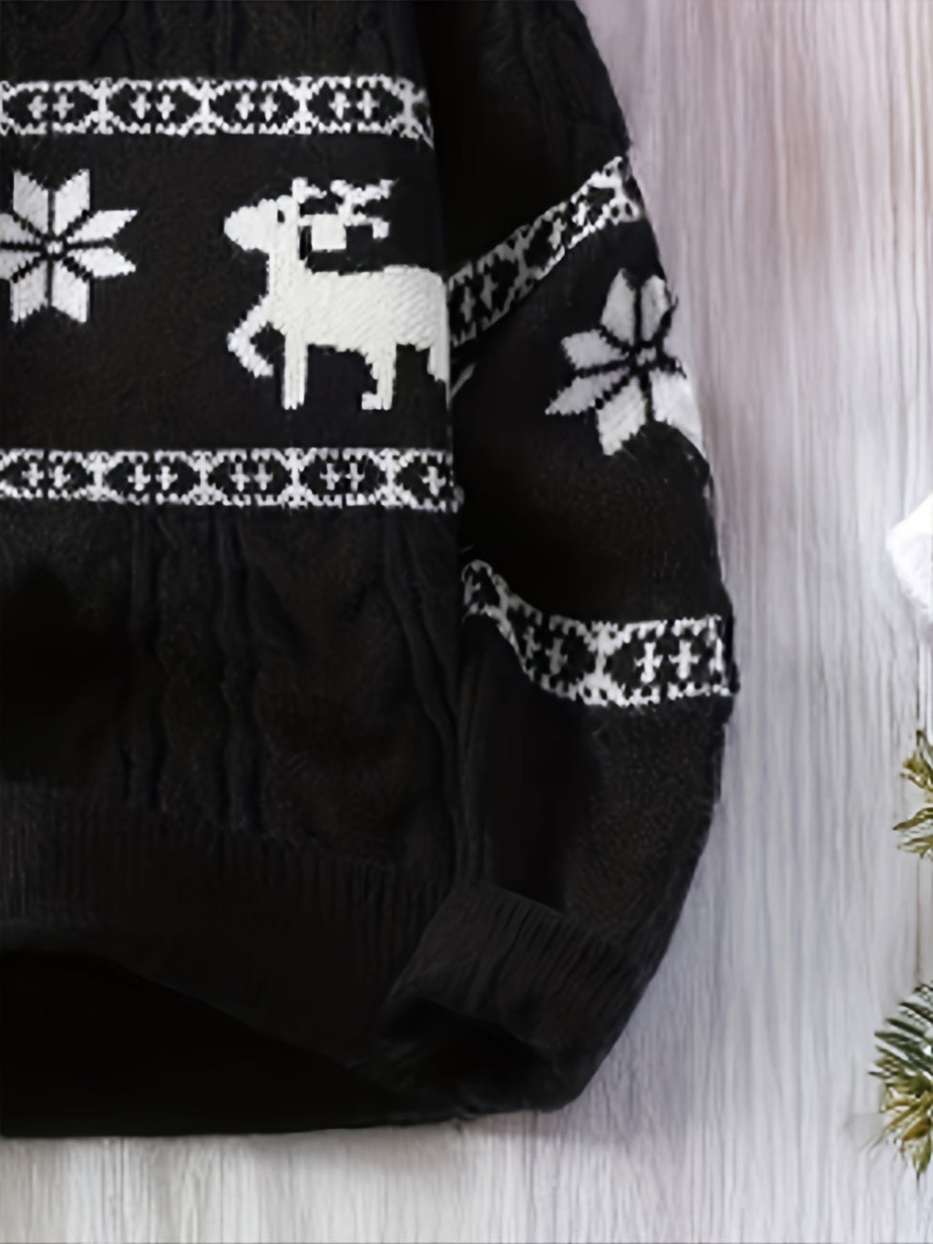 Men's Fair Isle Reindeer Christmas Sweater Cable Knit