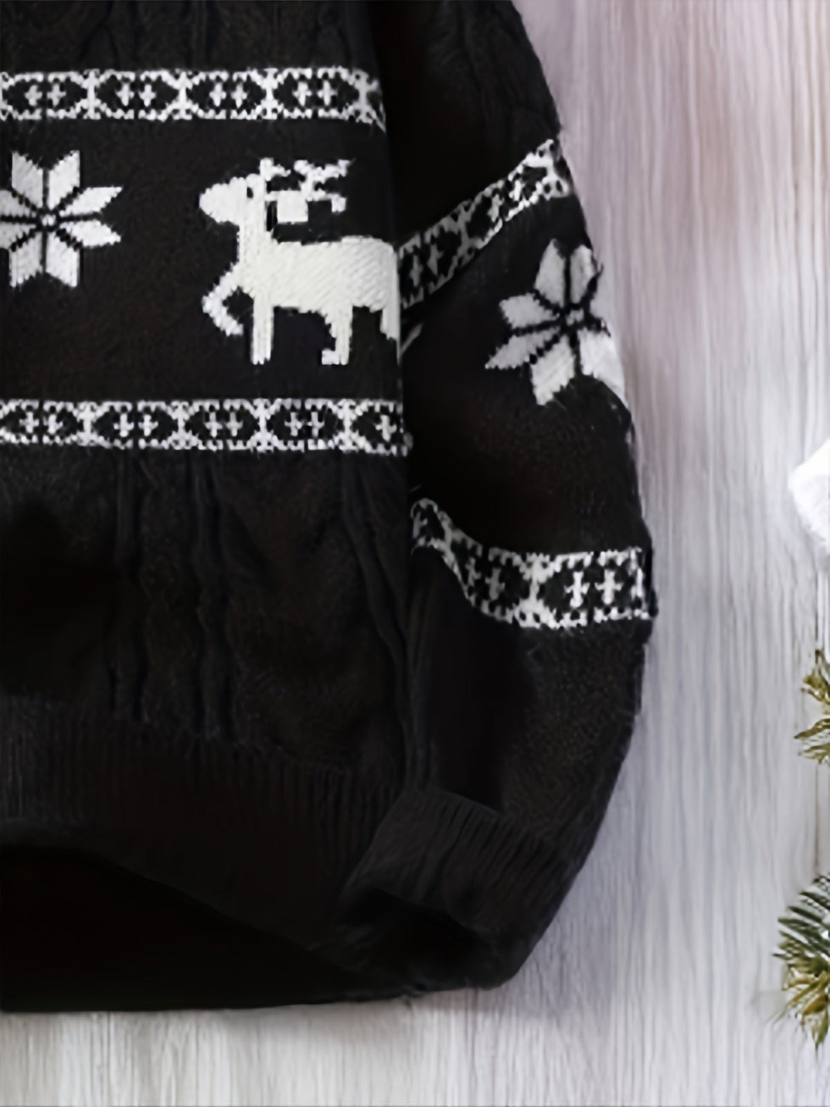 Men's Fair Isle Reindeer Christmas Sweater Cable Knit