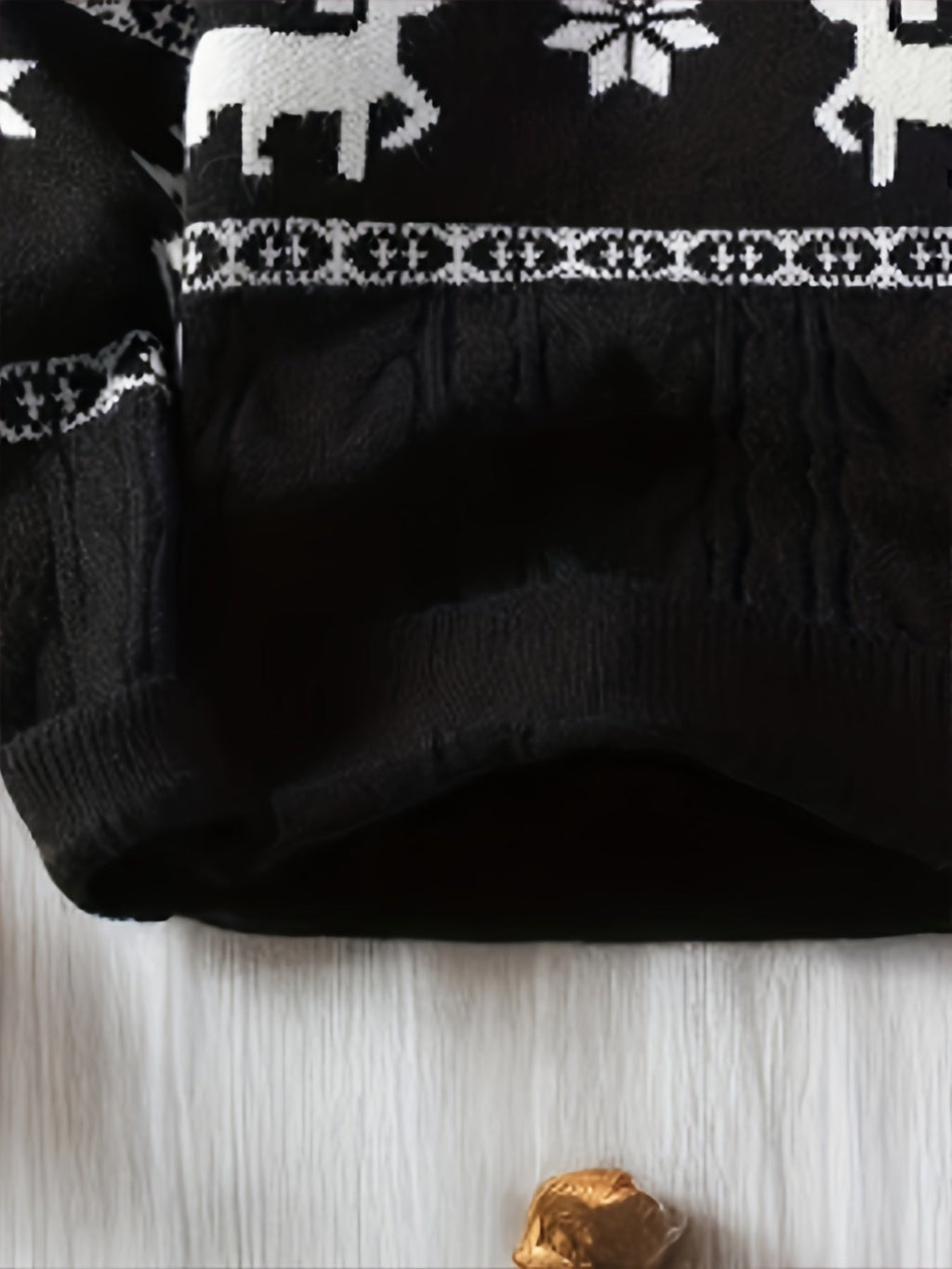 Men's Fair Isle Reindeer Christmas Sweater Cable Knit