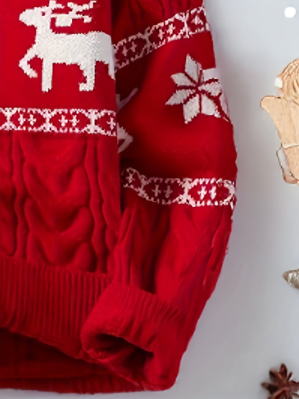 Men's Fair Isle Reindeer Christmas Sweater Cable Knit