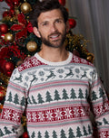 Men's Fair Isle Reindeer Christmas Sweater in Cream