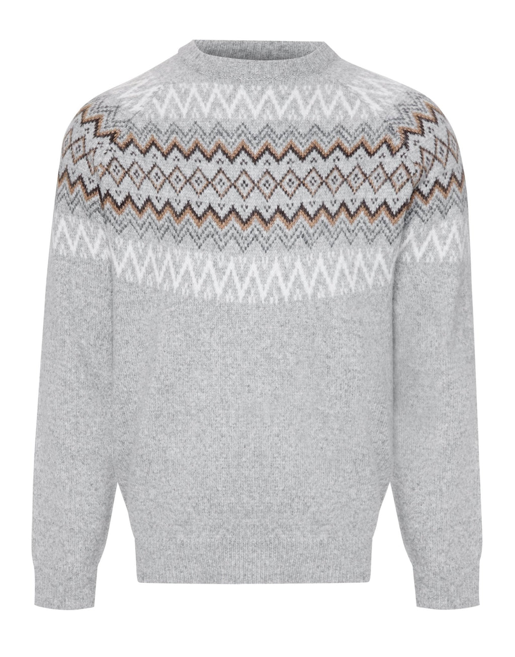 Men's Fair Isle Christmas Sweater Crew Neck in Gray