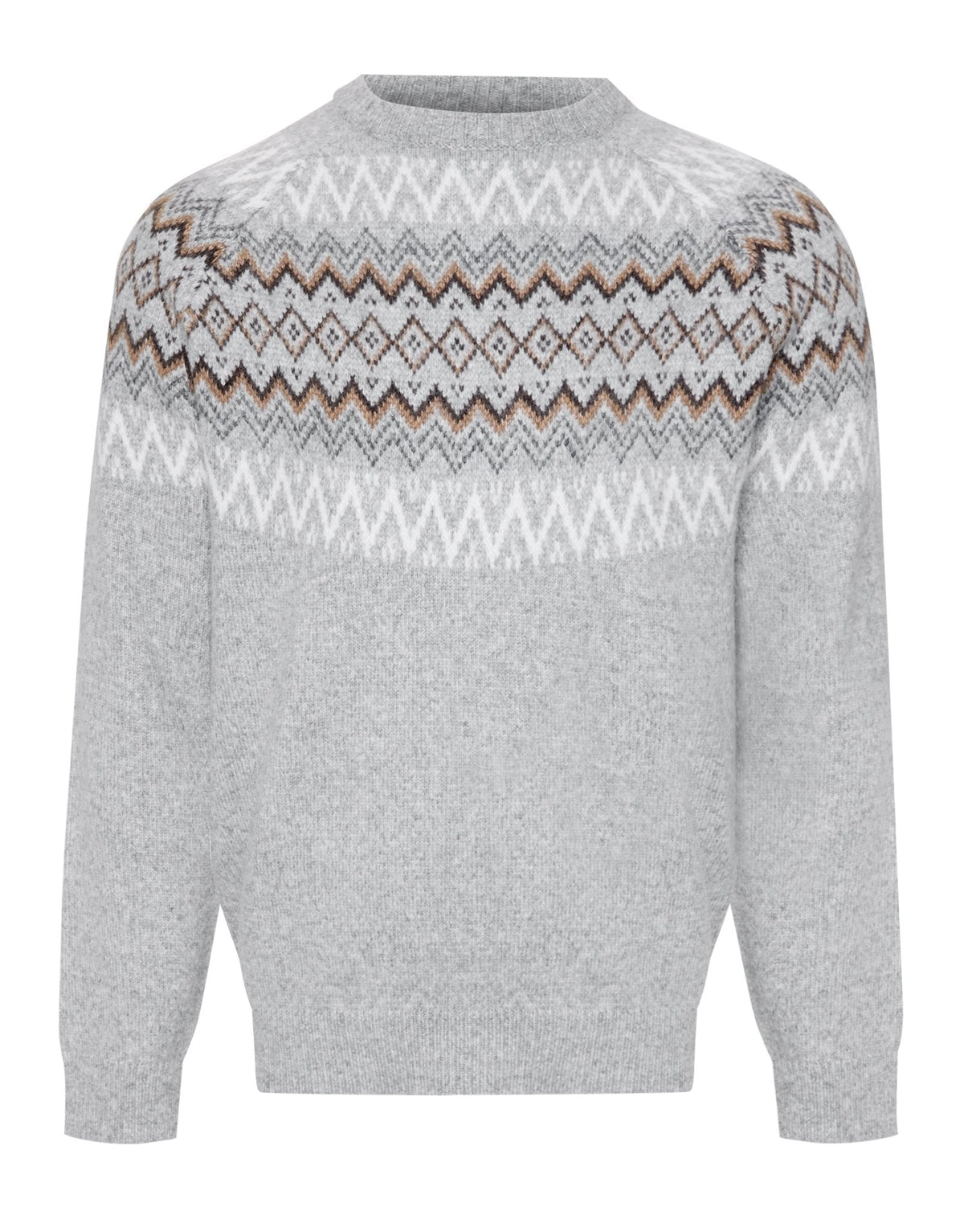 Men's Fair Isle Christmas Sweater Crew Neck in Gray