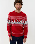 Men's Fair Isle Polar Bear Christmas Sweater in Red