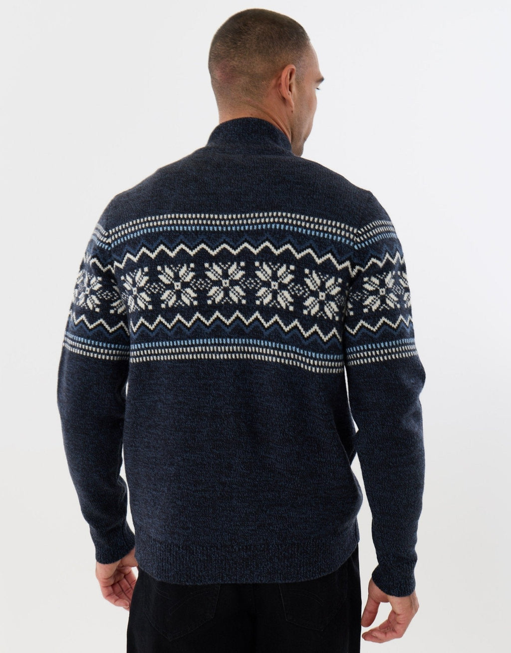 Men's Fair Isle Snowflake Christmas Cardigan Zip Up