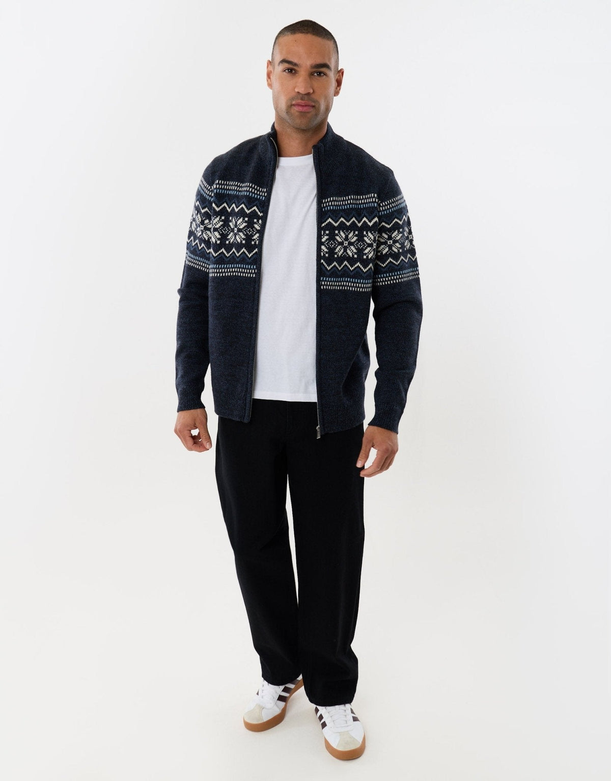 Men's Fair Isle Snowflake Christmas Cardigan Zip Up