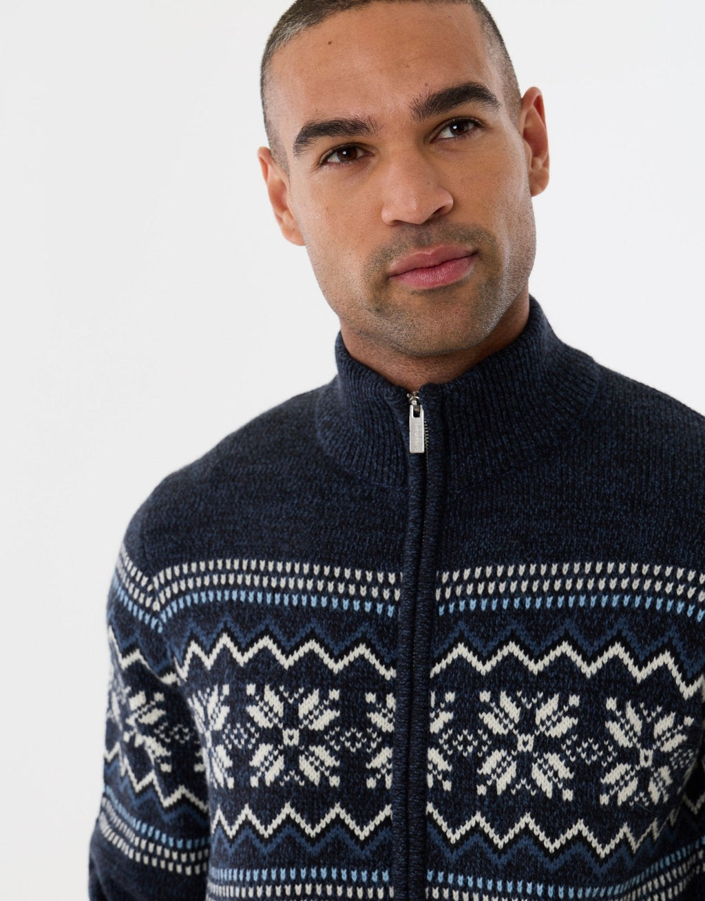 Men's Fair Isle Snowflake Christmas Cardigan Zip Up