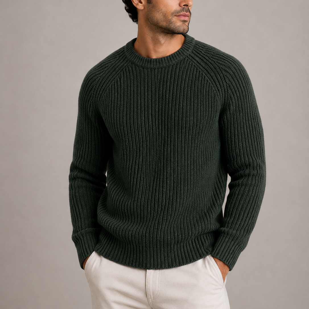 Men's Fisherman Rib Raglan Crewneck Sweater
