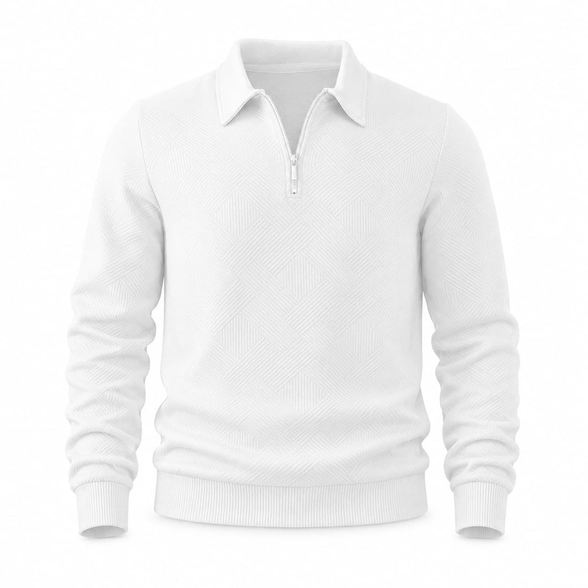 Men's Jacquard Half-Zip Polo Collar Sweater