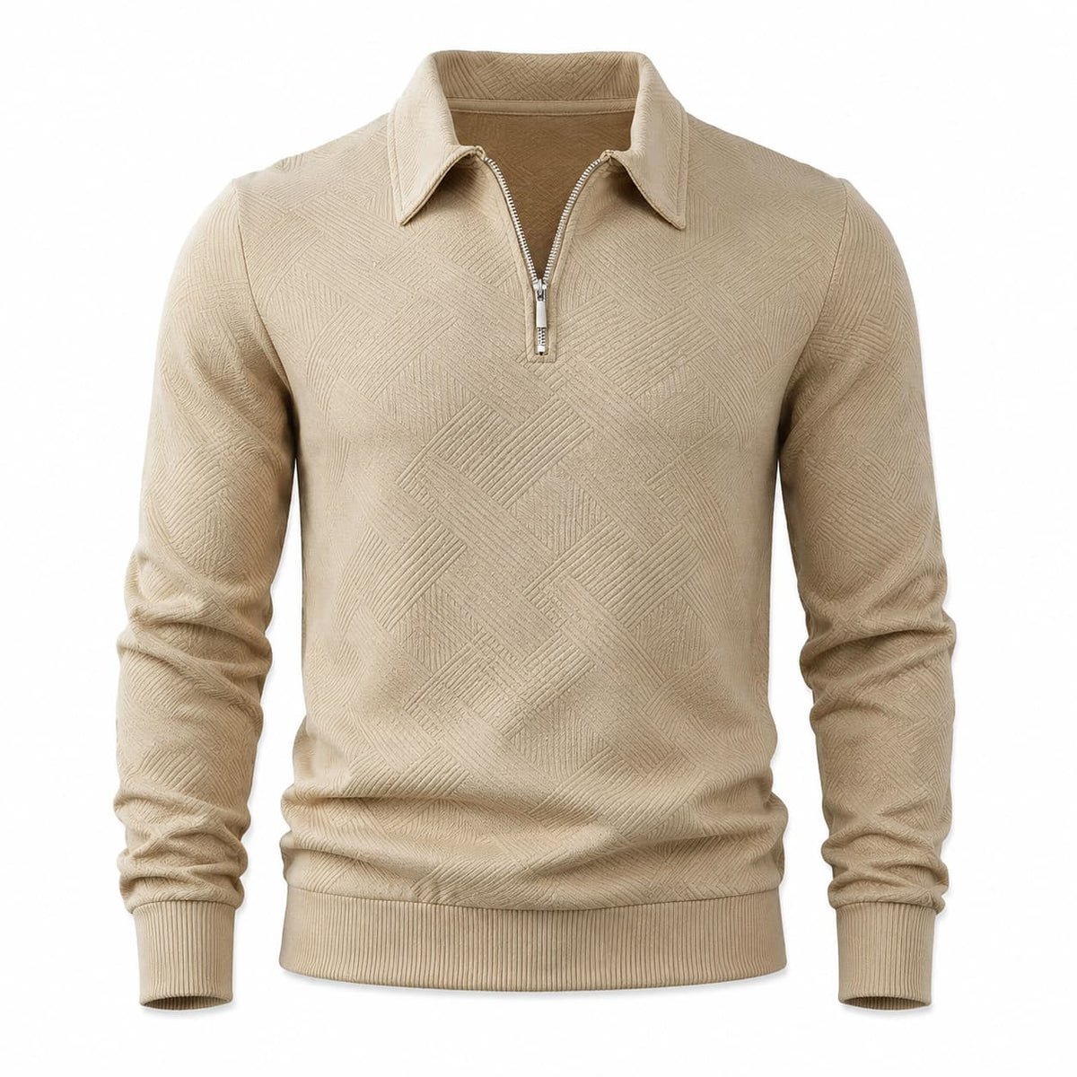 Men's Jacquard Half-Zip Polo Collar Sweater