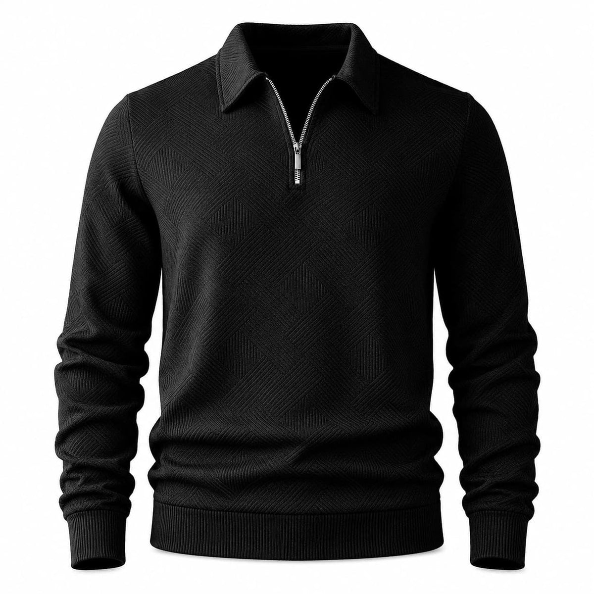 Men's Jacquard Half-Zip Polo Collar Sweater