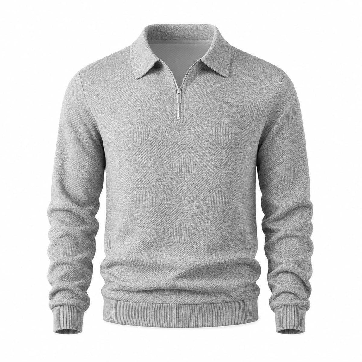 Men's Jacquard Half-Zip Polo Collar Sweater