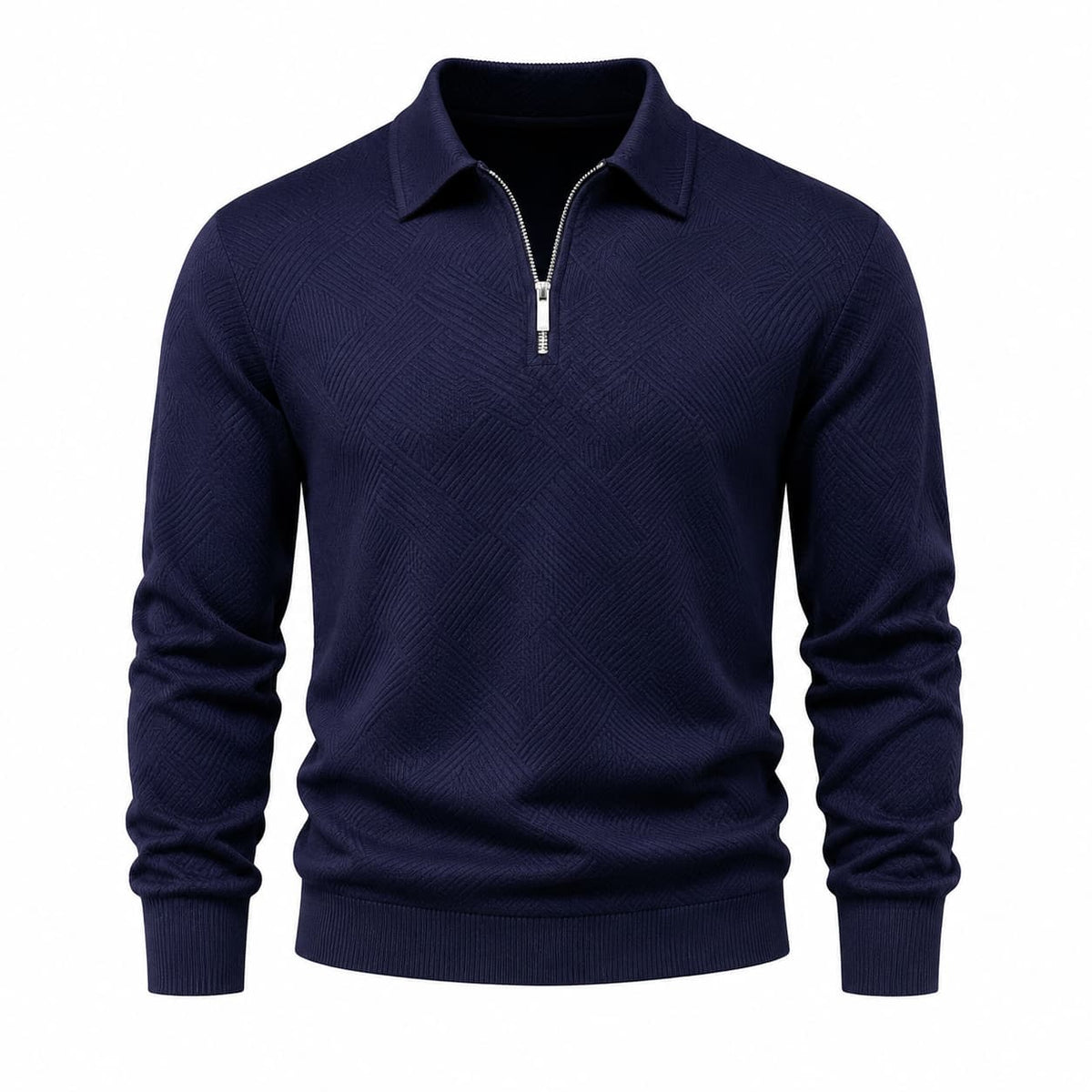 Men's Jacquard Half-Zip Polo Collar Sweater