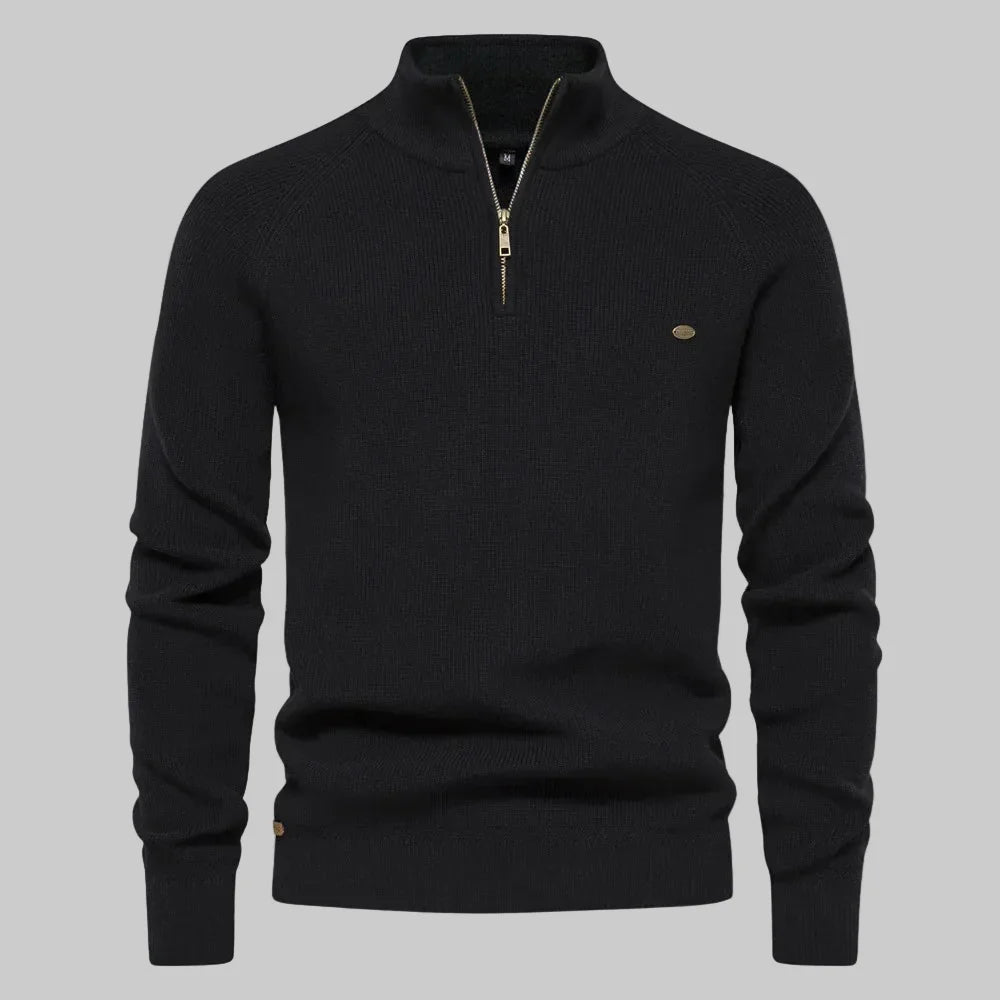 Men's Quarter-Zip Stand Collar Sweater