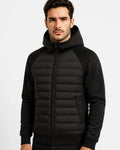 Men's Hooded Quilted Hybrid Jacket with Raglan Sleeves