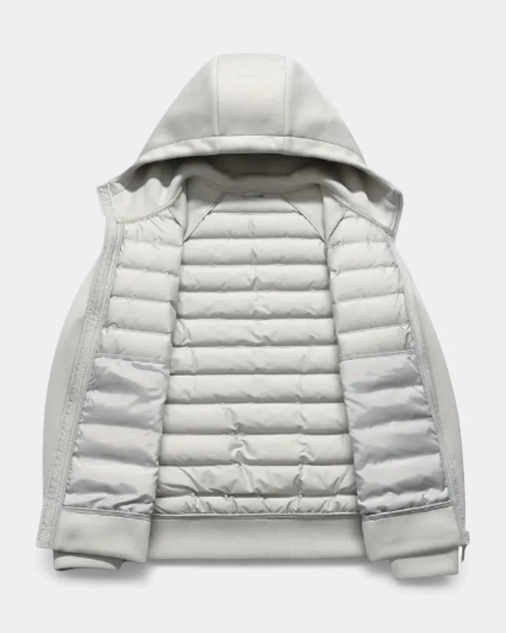 Men's Hooded Quilted Hybrid Jacket with Raglan Sleeves