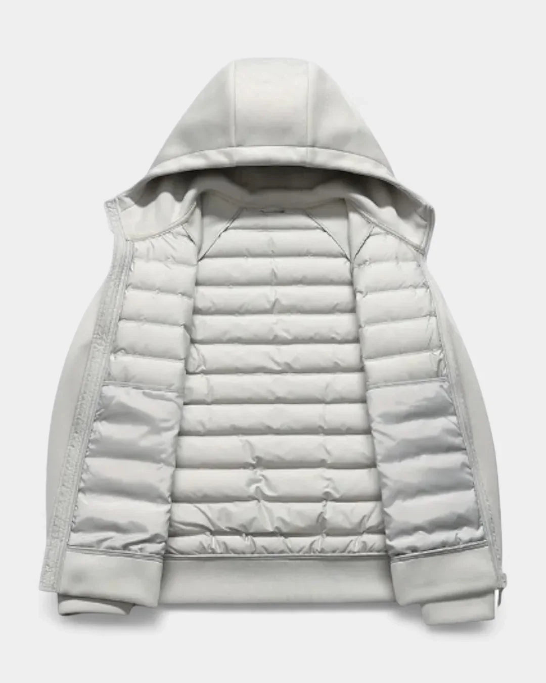 Men's Hooded Quilted Hybrid Jacket with Raglan Sleeves