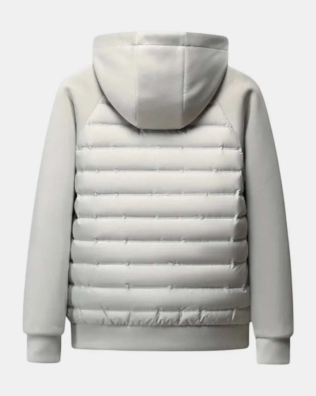 Men's Hooded Quilted Hybrid Jacket with Raglan Sleeves