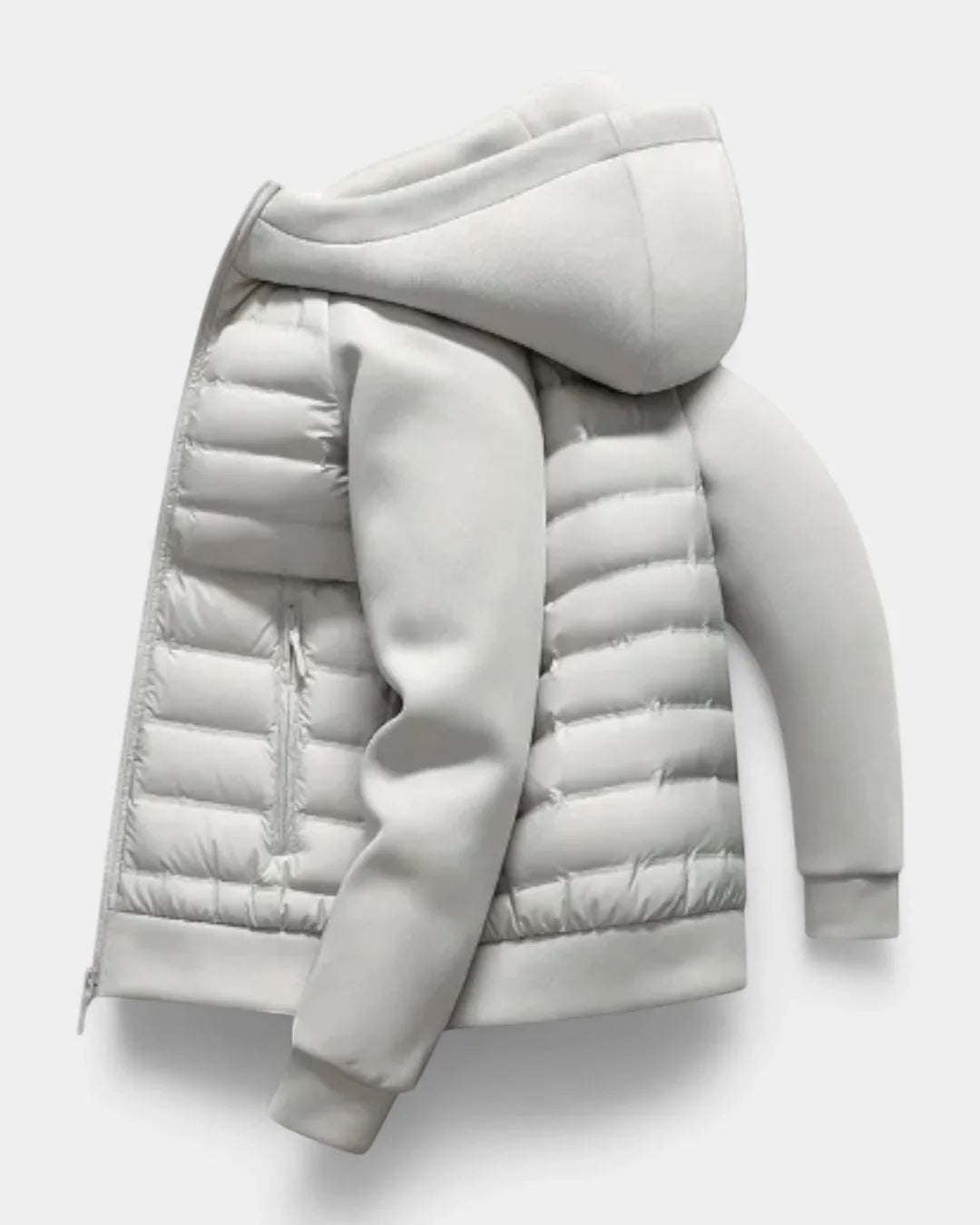 Men's Hooded Quilted Hybrid Jacket with Raglan Sleeves