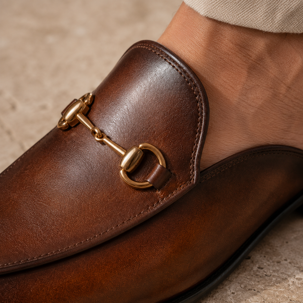 Men's Horsebit Backless Loafer Mules