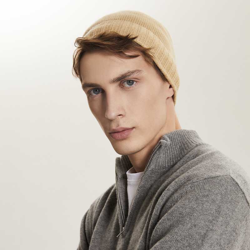 Men's Classic Knit Beanie with Ribbed Cuff