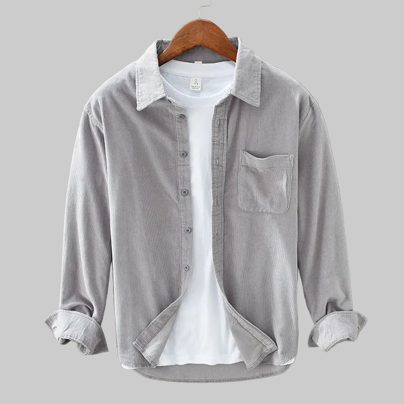 Men's Long Sleeve Shirt Jacket with Chest Pocket