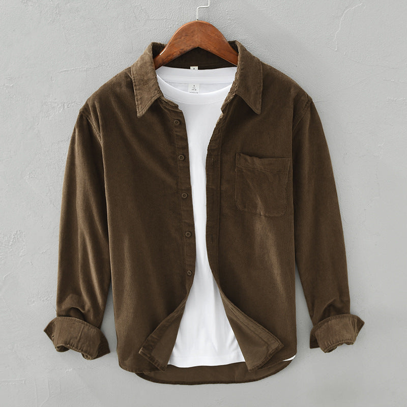 Men's Long Sleeve Shirt Jacket with Chest Pocket