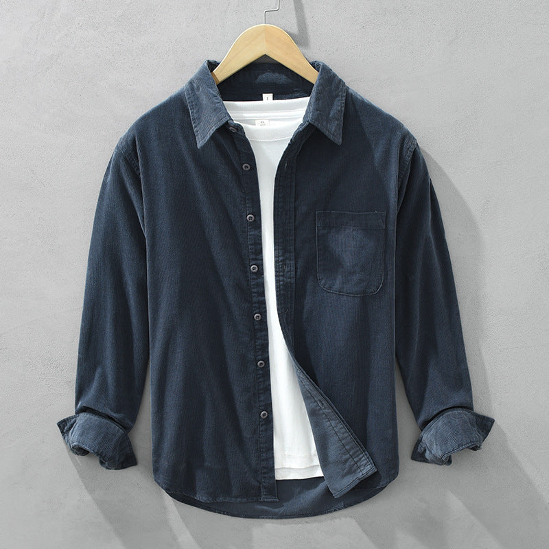 Men's Long Sleeve Shirt Jacket with Chest Pocket