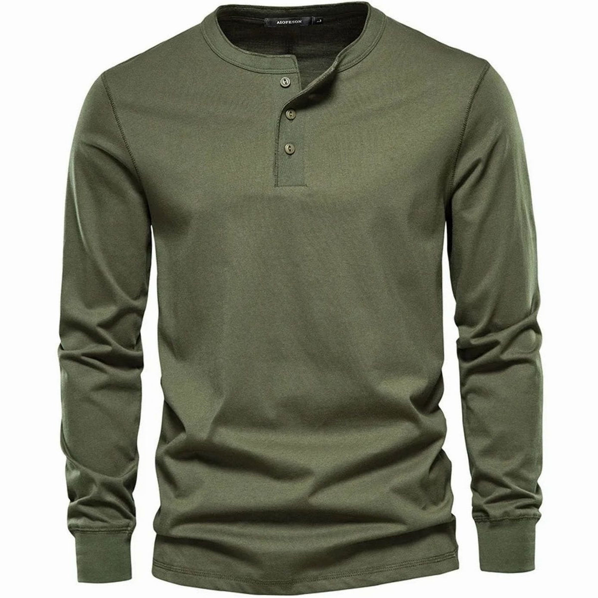 Men's Three Button Long Sleeve Henley Shirt