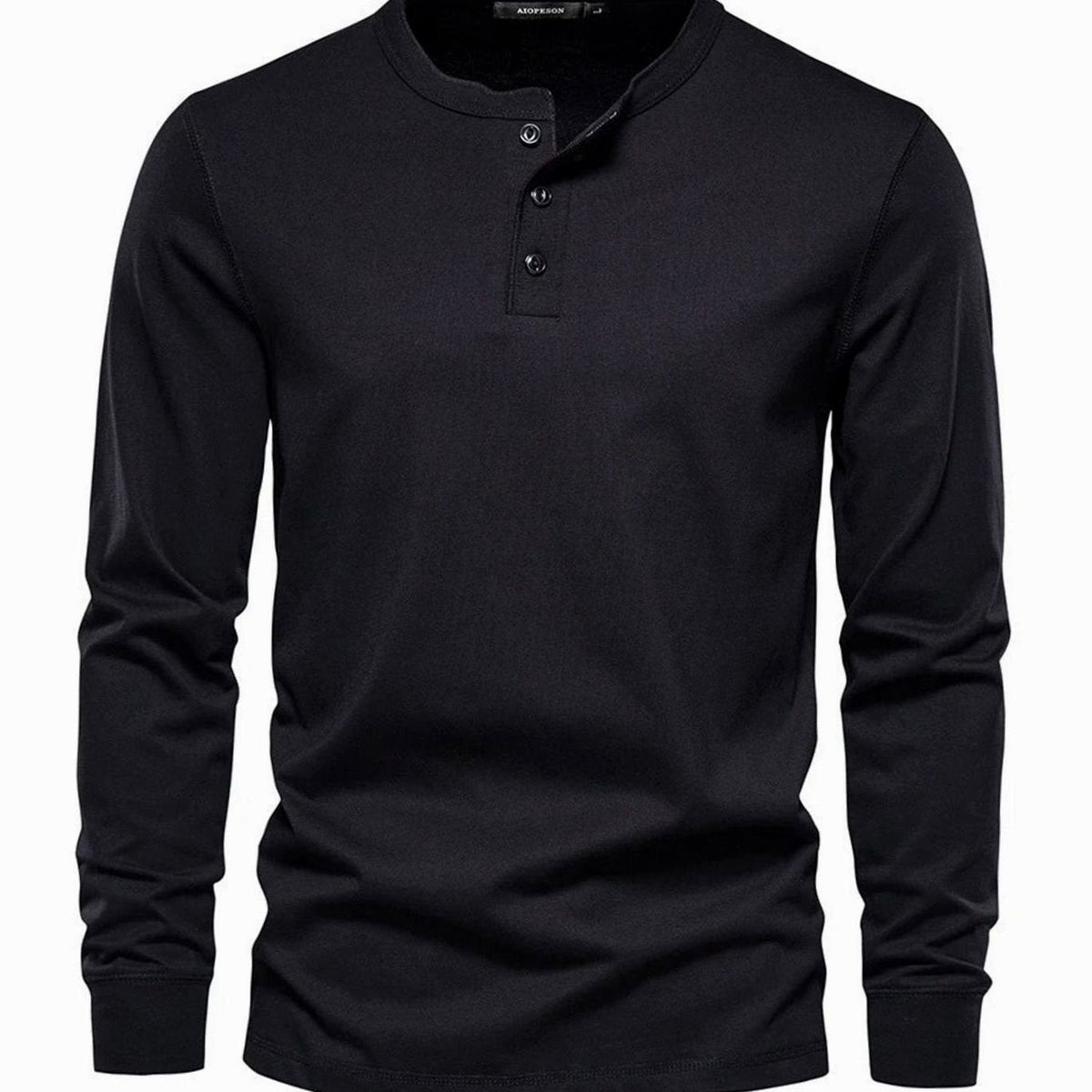 Men's Three Button Long Sleeve Henley Shirt