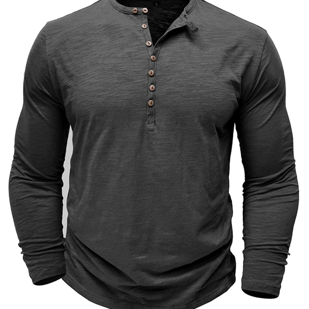 Men's Long Sleeve Button Henley Shirt
