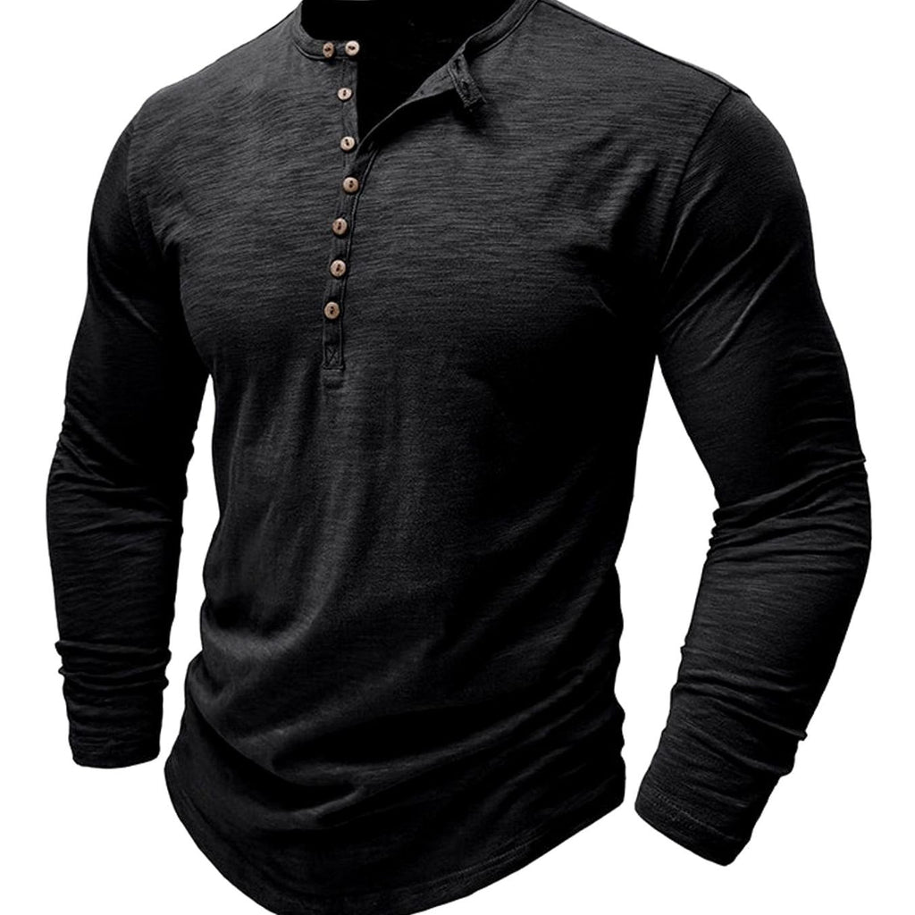 Men's Long Sleeve Button Henley Shirt