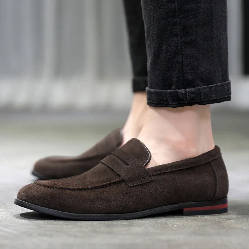 Men's Minimalist Faux Suede Slip-On Penny Loafers