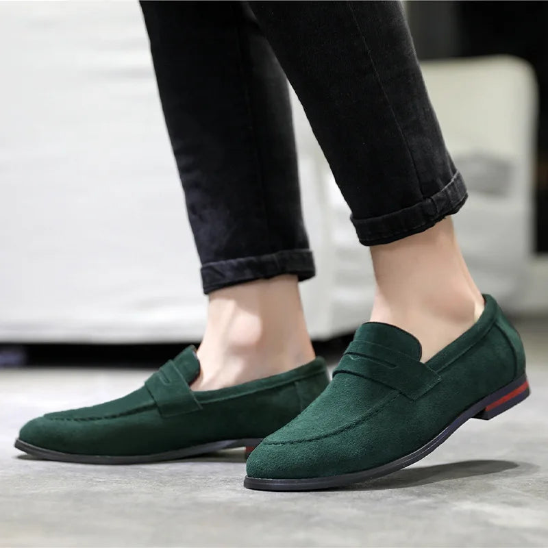 Men's Minimalist Faux Suede Slip-On Penny Loafers