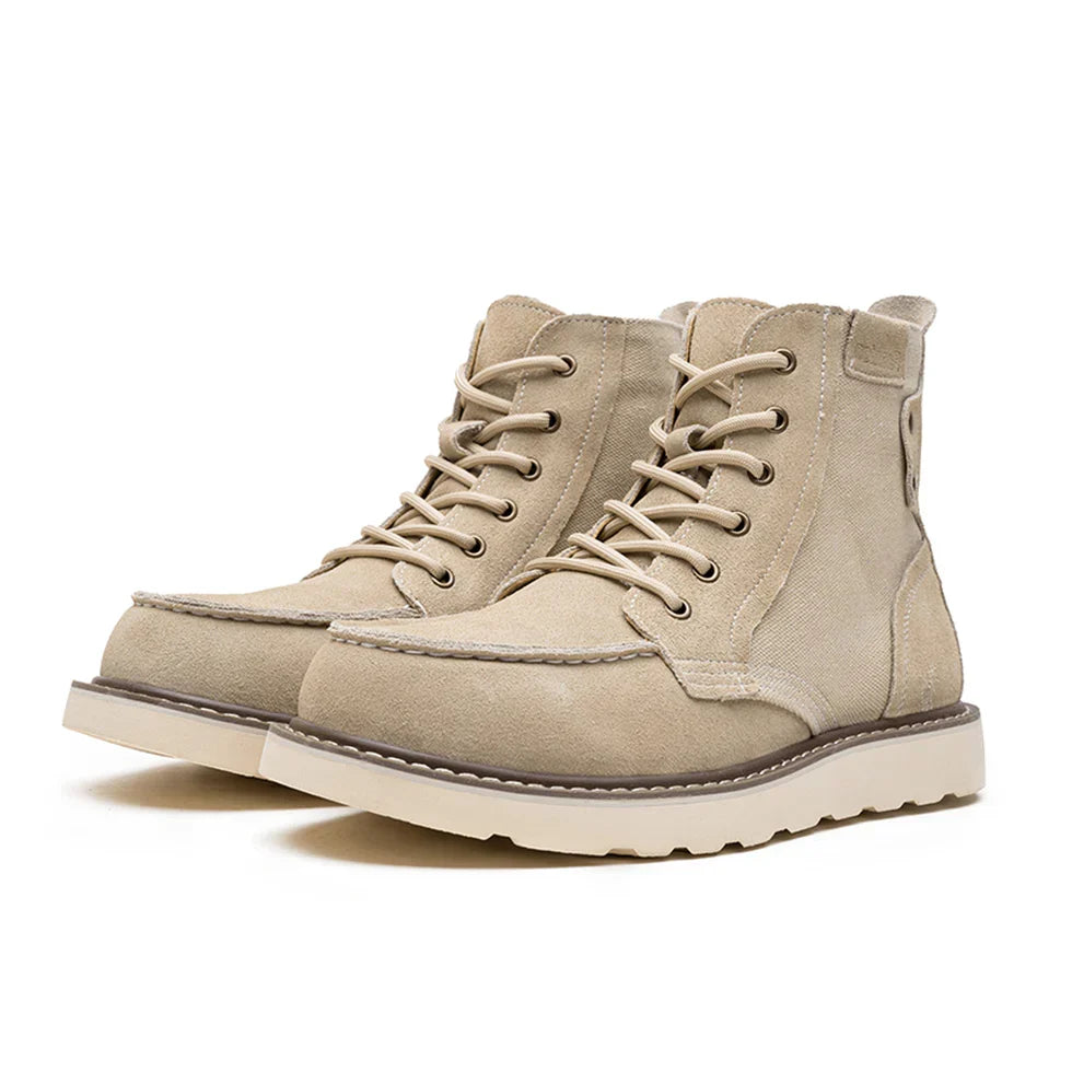 Men's Faux Suede Moc Toe Lace-Up Boots