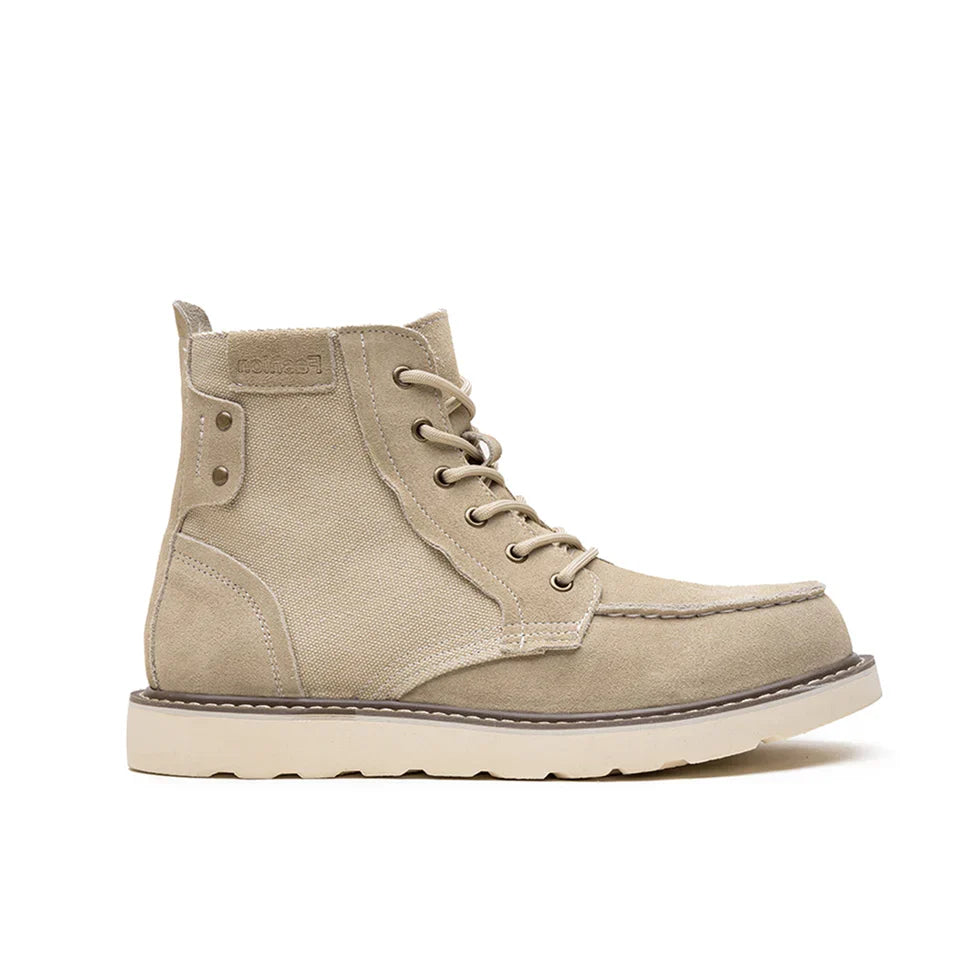 Men's Faux Suede Moc Toe Lace-Up Boots
