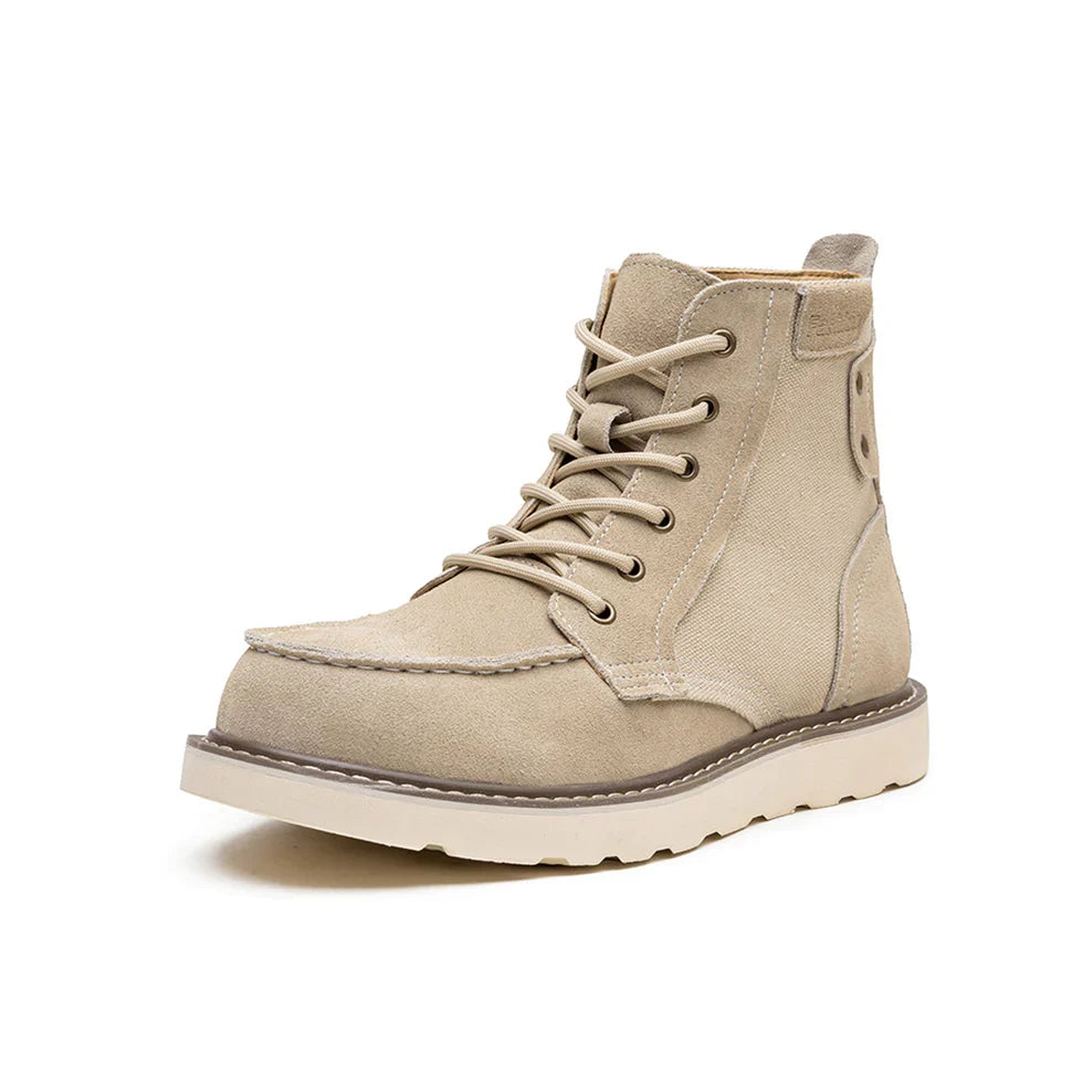 Men's Faux Suede Moc Toe Lace-Up Boots