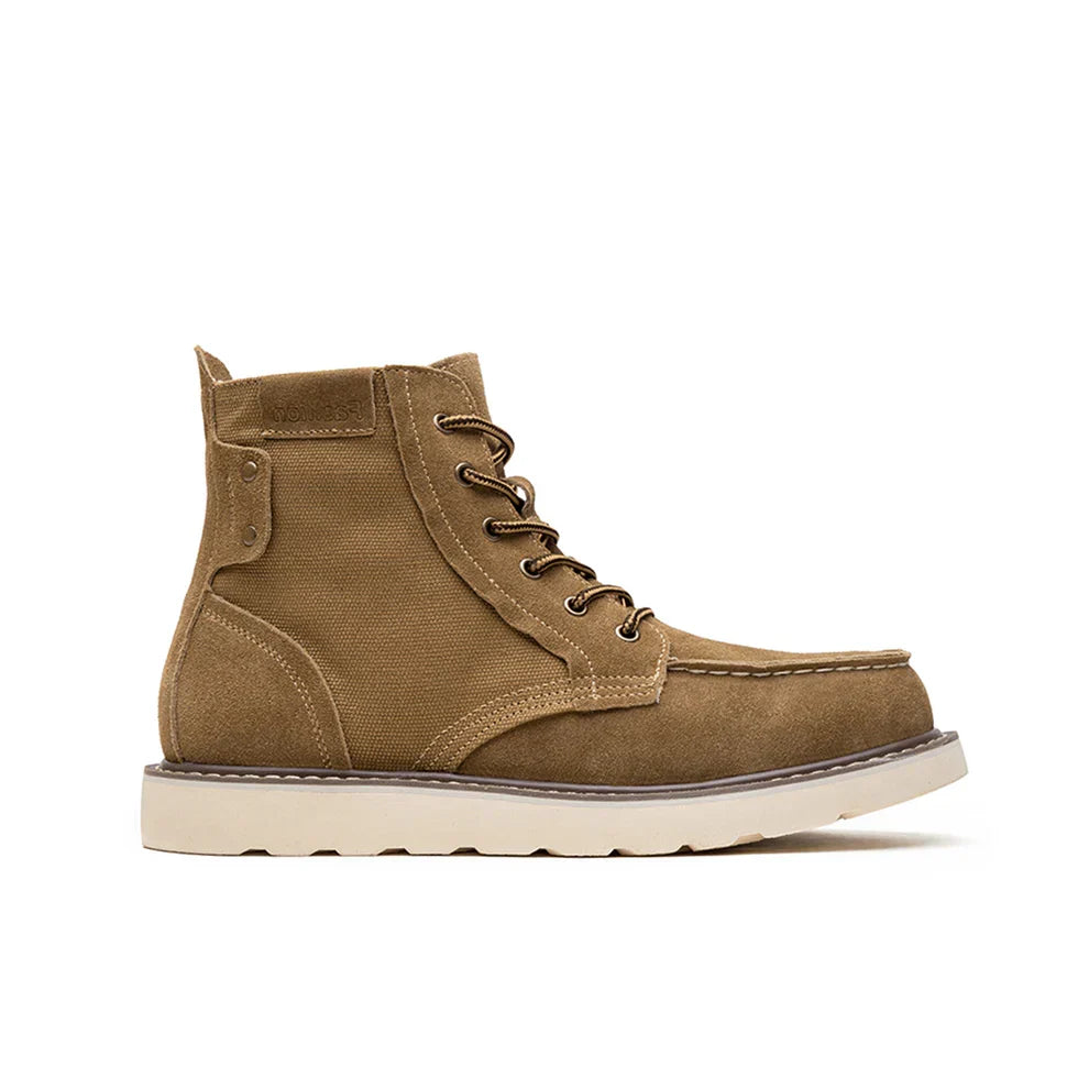 Men's Faux Suede Moc Toe Lace-Up Boots
