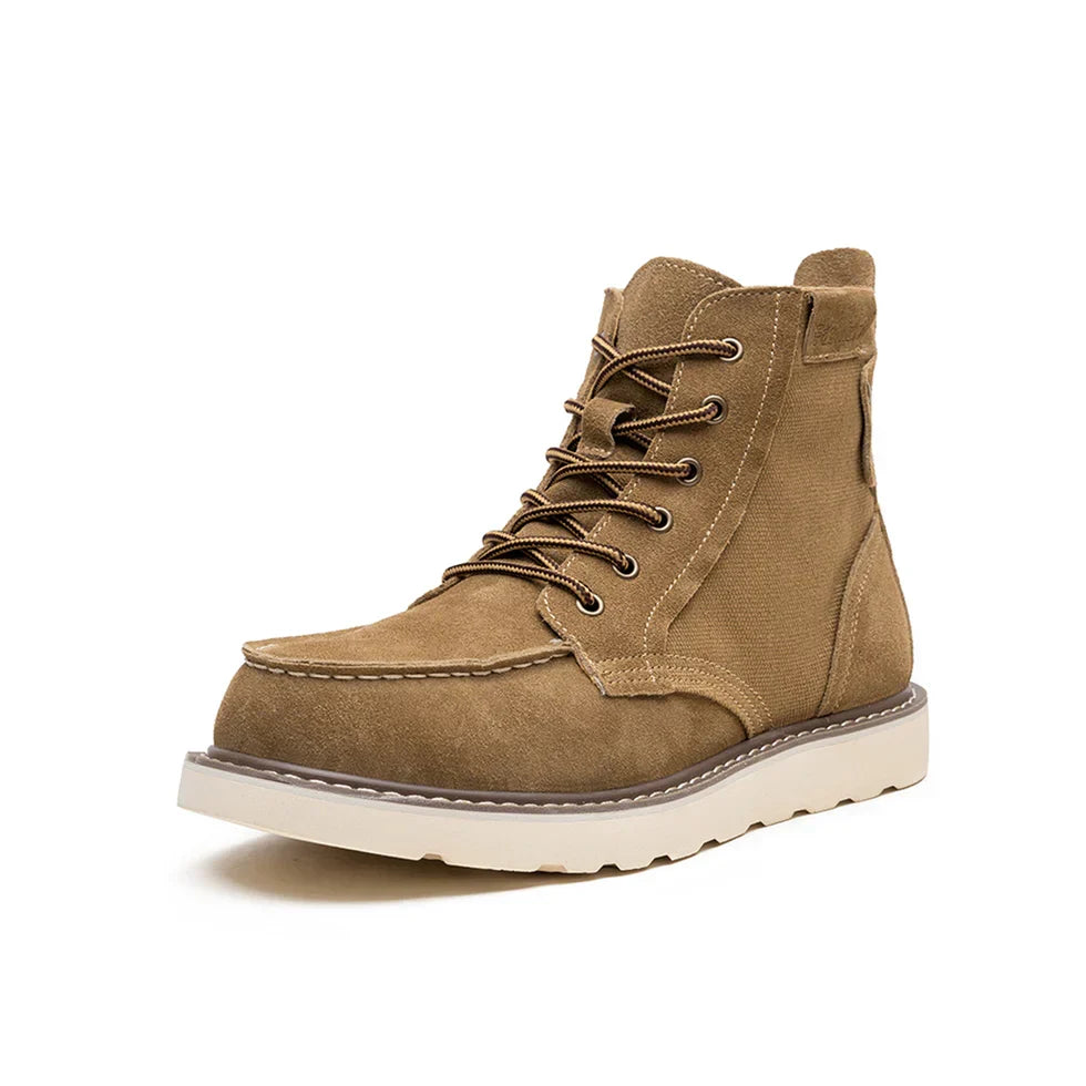 Men's Faux Suede Moc Toe Lace-Up Boots