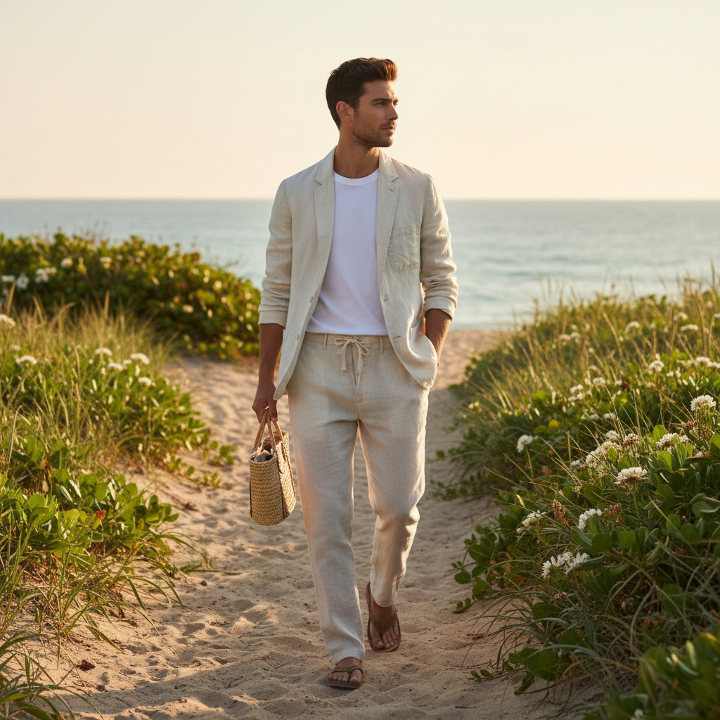 Men's Two-Piece Blazer & Drawstring Pants Suit Set